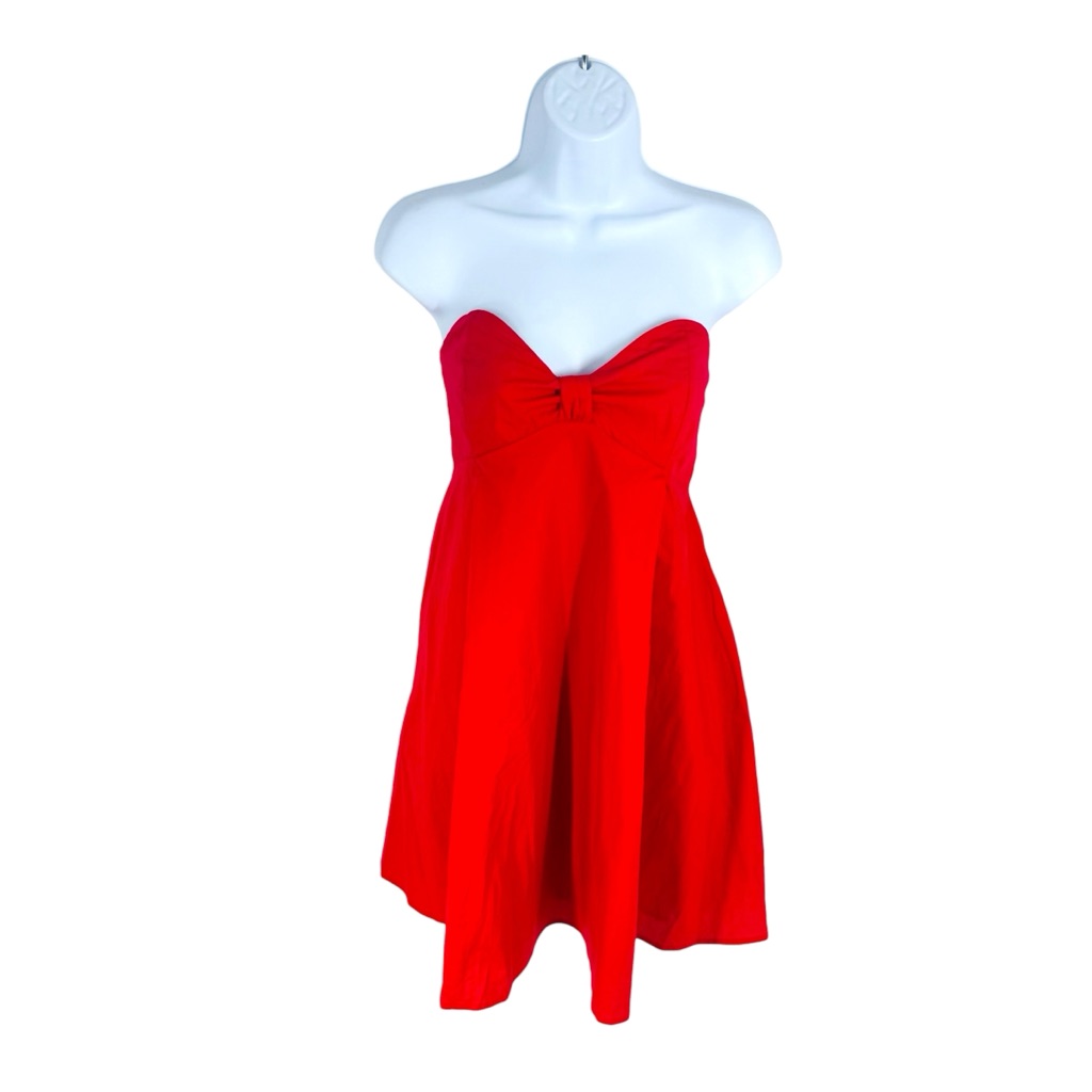 Bird & Knoll Red Follow Rico Sweetheart Mini Dress In Cotton-Poplin Nwt Size M — image 2 of 8